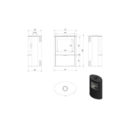 Kratki - Krbová ocelová kamna 10kW 150mm bílá