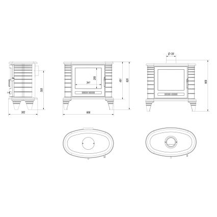 Kratki - Krbová litinová kamna 9kW 130 mm