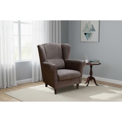 Křeslo ušák GALA tmavě hnědá