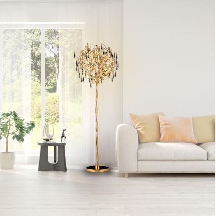 Křišťálová stojací lampa 5xG9/40W/230V zlatá
