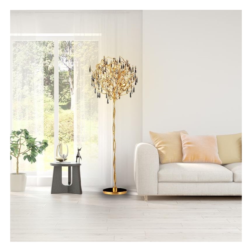 Křišťálová stojací lampa 5xG9/40W/230V zlatá