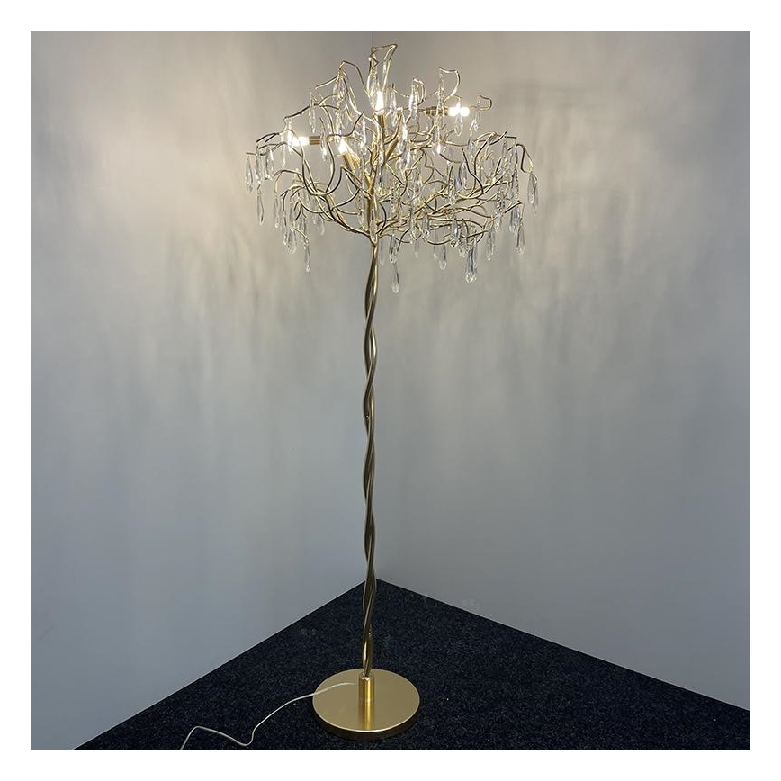 Křišťálová stojací lampa 5xG9/40W/230V zlatá