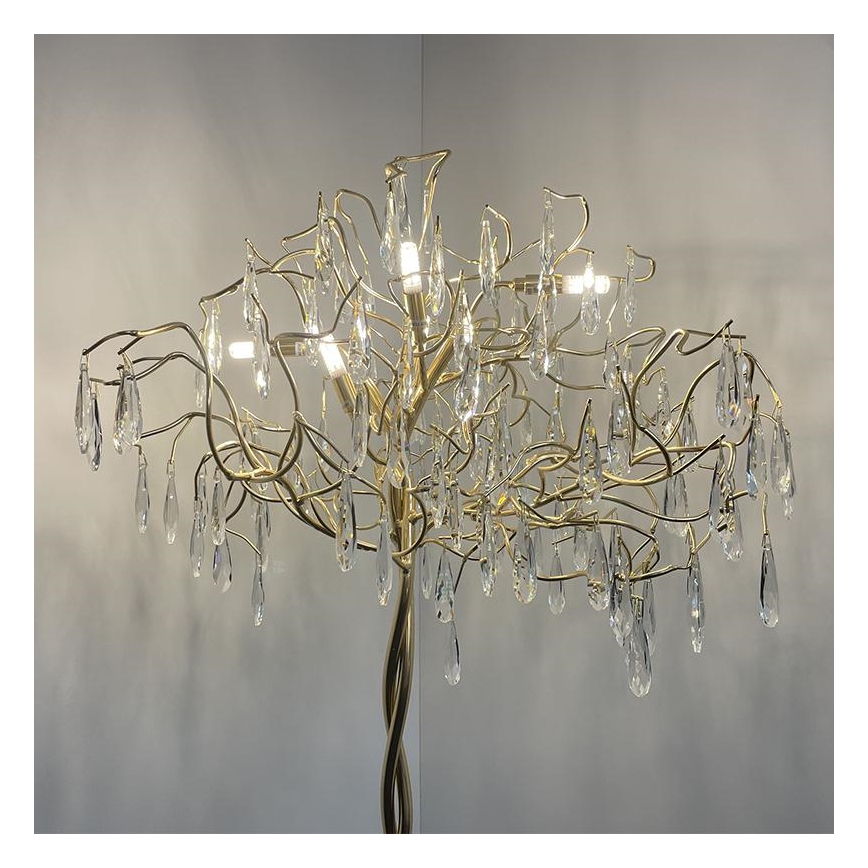 Křišťálová stojací lampa 5xG9/40W/230V zlatá