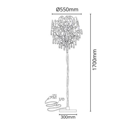 Křišťálová stojací lampa 5xG9/40W/230V zlatá