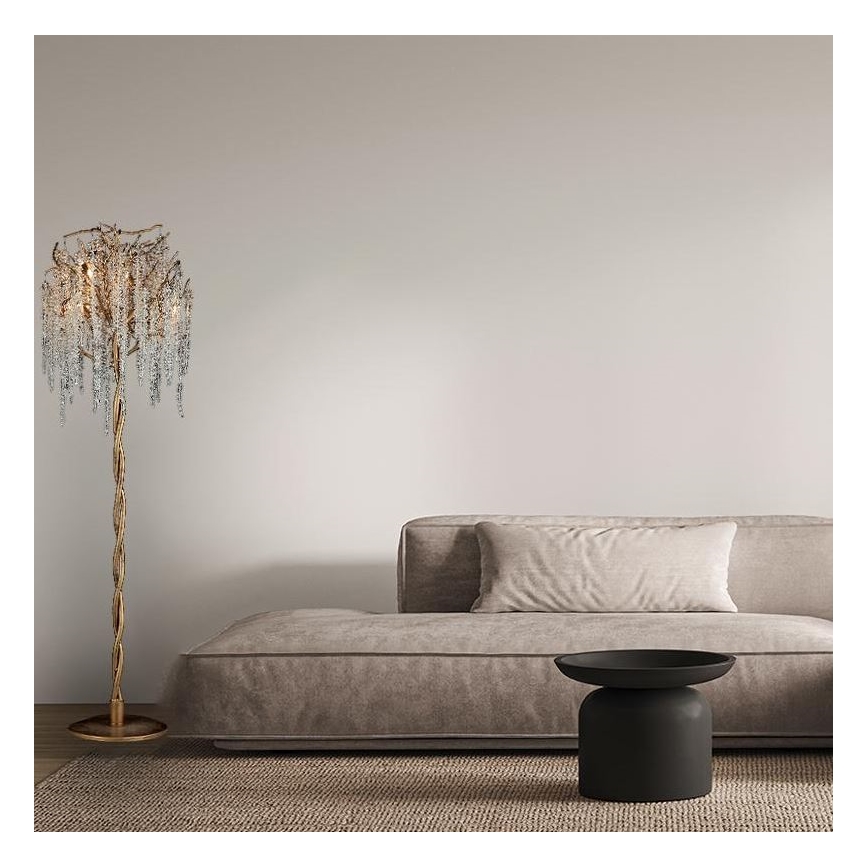 Křišťálová stojací lampa 5xG9/40W/230V zlatá