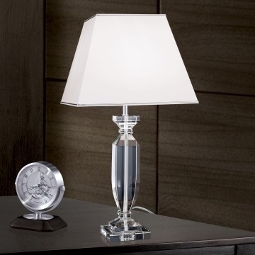 Křišťálová stolní lampa POKAL 1xE27/60W/230V 70 cm bílá/čirá