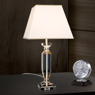 Křišťálová stolní lampa POKAL 1xE27/60W/230V 70 cm krémová/čirá