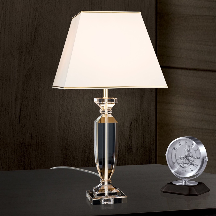 Křišťálová stolní lampa POKAL 1xE27/60W/230V 70 cm krémová/čirá