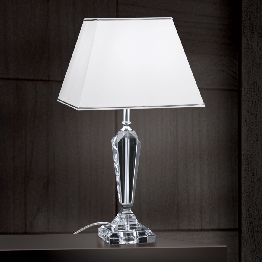 Křišťálová stolní lampa VERONIQUE 1xE27/60W/230V bílá/čirá
