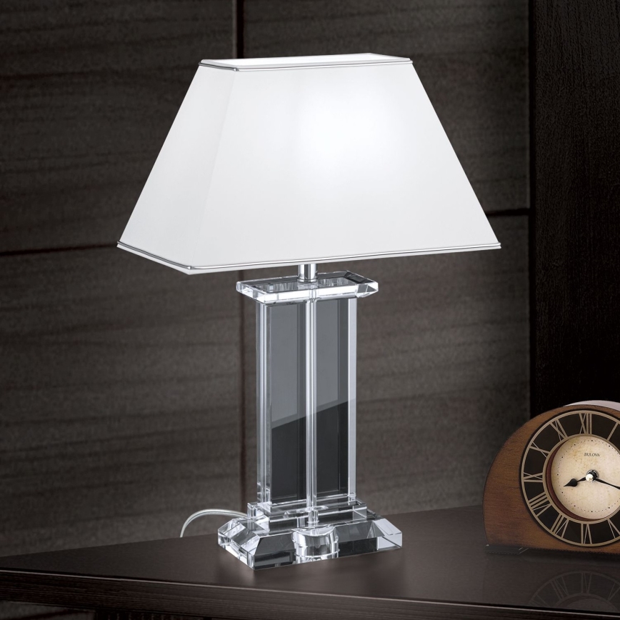 Křišťálová stolní lampa VERONIQUE 1xE27/60W/230V bílá/čirá