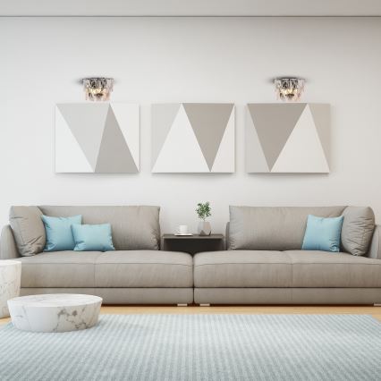 Křišťálové nástěnné svítidlo CHELSEA 2xE14/40W/230V lesklý chrom