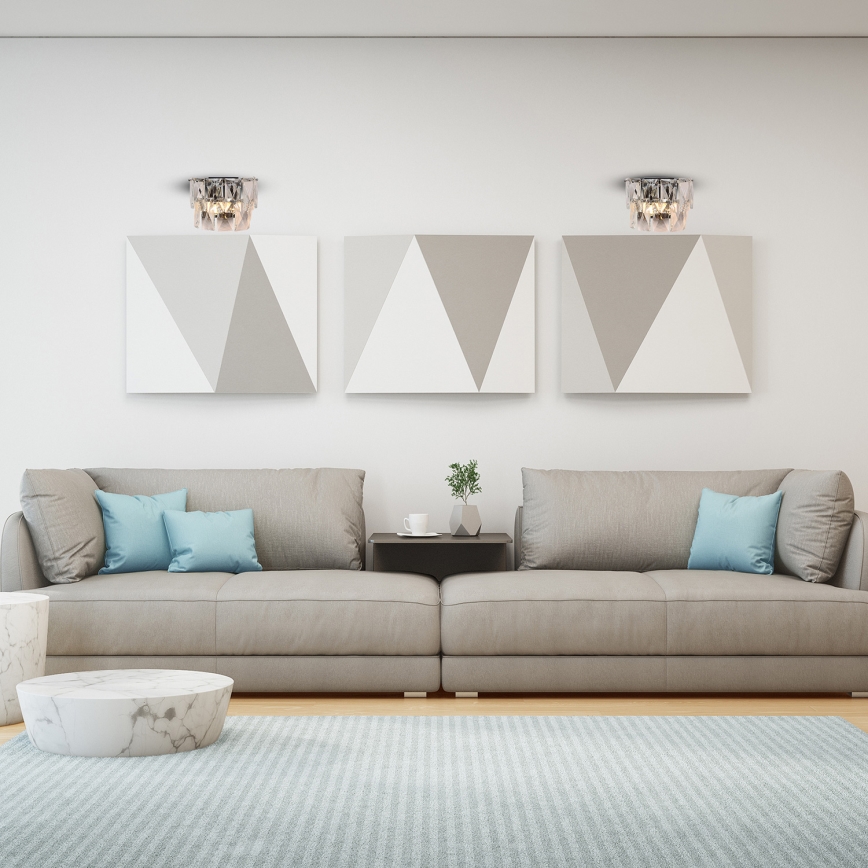Křišťálové nástěnné svítidlo CHELSEA 2xE14/40W/230V lesklý chrom