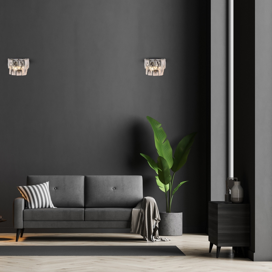Křišťálové nástěnné svítidlo CHELSEA 2xE14/40W/230V lesklý chrom