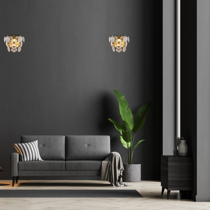 Křišťálové nástěnné svítidlo DIANA 2xE14/40W/230V zlatá
