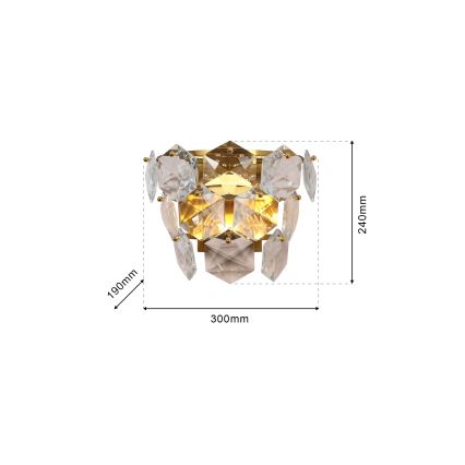 Křišťálové nástěnné svítidlo DIANA 2xE14/40W/230V zlatá