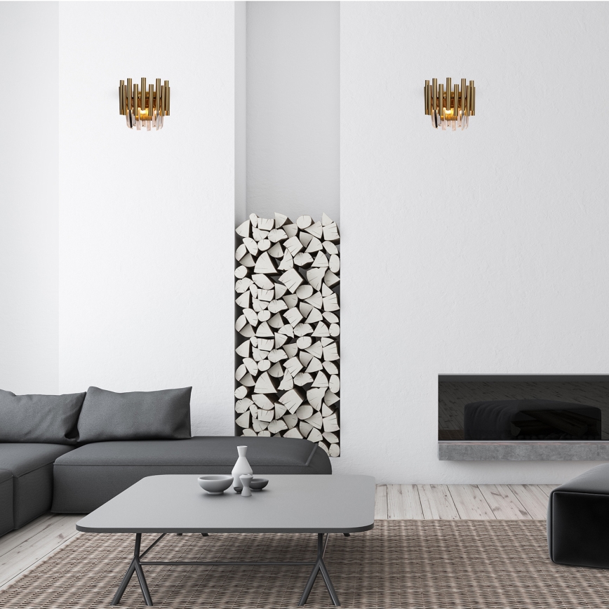 Křišťálové nástěnné svítidlo MADISON 2xE14/40W/230V zlatá