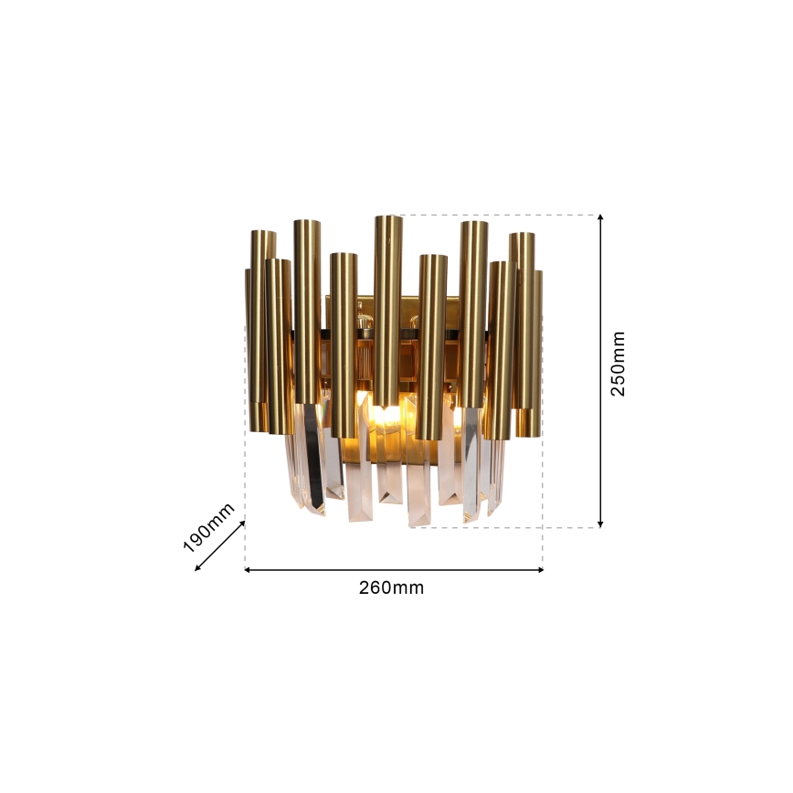 Křišťálové nástěnné svítidlo MADISON 2xE14/40W/230V zlatá