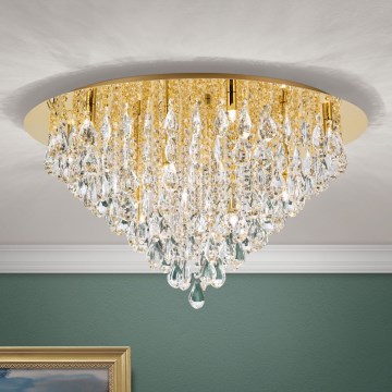Křišťálové stropní svítidlo CELESTE 12xG9/40W/230V pr. 75 cm zlatá