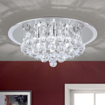 Křišťálové stropní svítidlo GLORIA 4xG9/40W/230V pr. 38 cm čirá/lesklý chrom