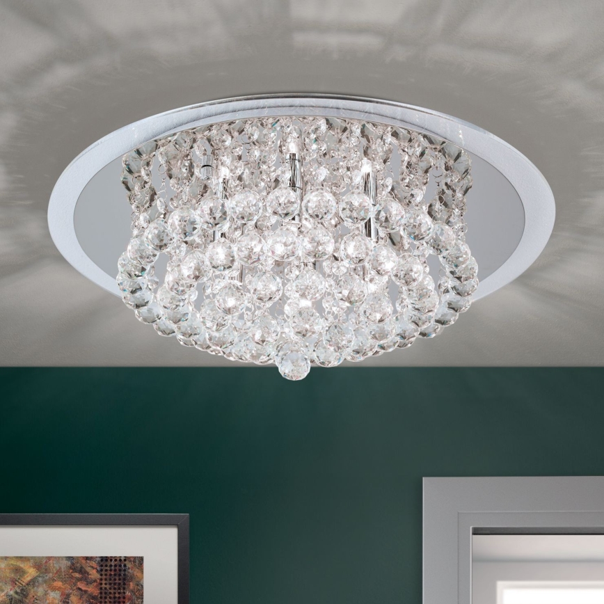 Křišťálové stropní svítidlo GLORIA 6xG9/40W/230V pr. 50 cm čirá/lesklý chrom