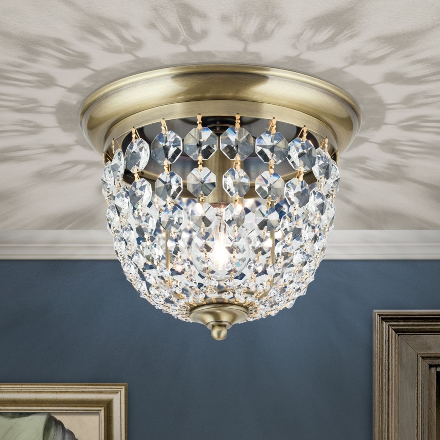 Křišťálové stropní svítidlo PLAFOND 1xE27/40W/230V pr. 26 cm bronz