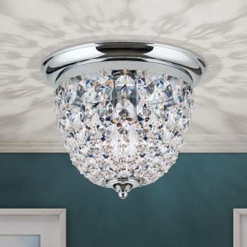 Křišťálové stropní svítidlo PLAFOND 1xE27/40W/230V pr. 26 cm lesklý chrom
