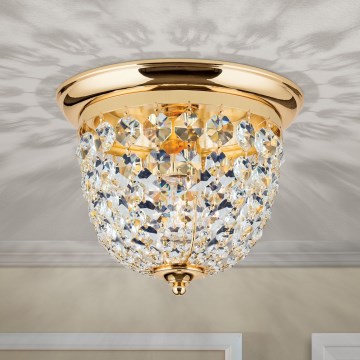 Křišťálové stropní svítidlo PLAFOND 1xE27/40W/230V pr. 26 cm zlatá