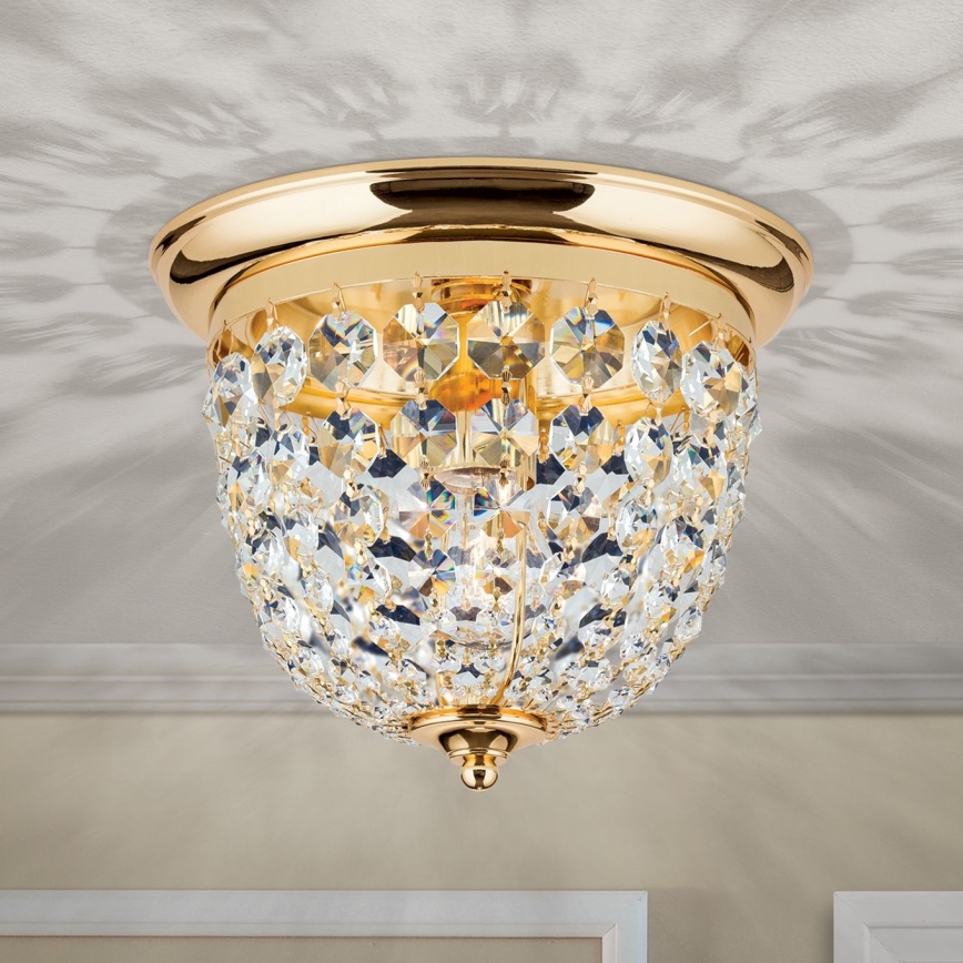 Křišťálové stropní svítidlo PLAFOND 1xE27/40W/230V pr. 26 cm zlatá