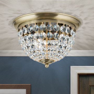 Křišťálové stropní svítidlo PLAFOND 3xE27/40W/230V pr. 35 cm bronz