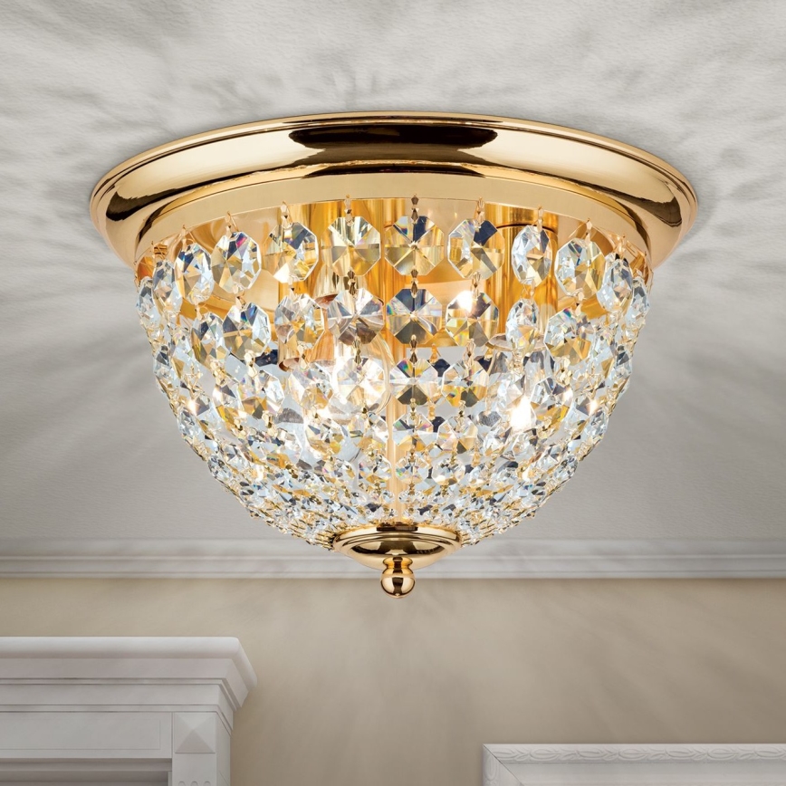 Křišťálové stropní svítidlo PLAFOND 3xE27/40W/230V pr. 35 cm zlatá
