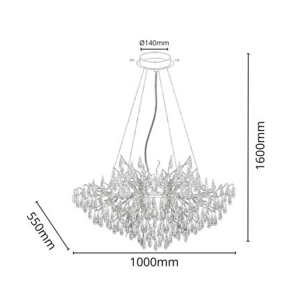 Křišťálový lustr na lanku 11xG9/40W/230V zlatá
