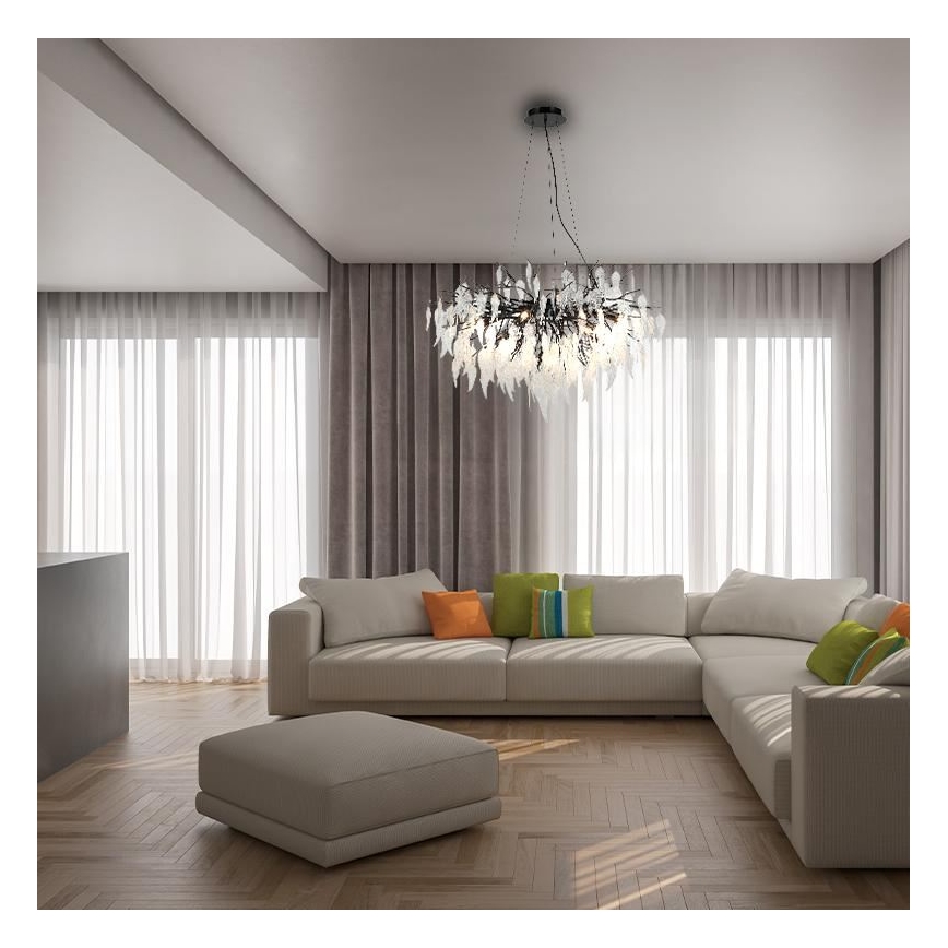 Křišťálový lustr na lanku 12xG9/40W/230V černá