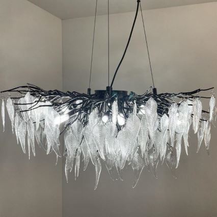 Křišťálový lustr na lanku 12xG9/40W/230V černá