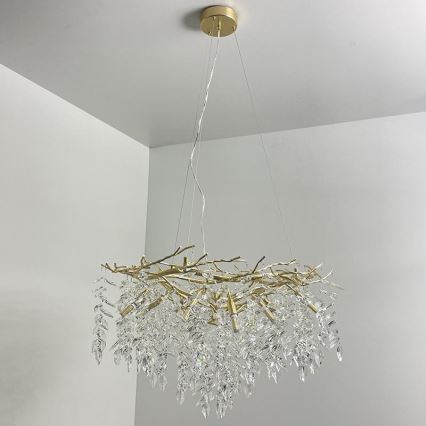 Křišťálový lustr na lanku 12xG9/40W/230V zlatá