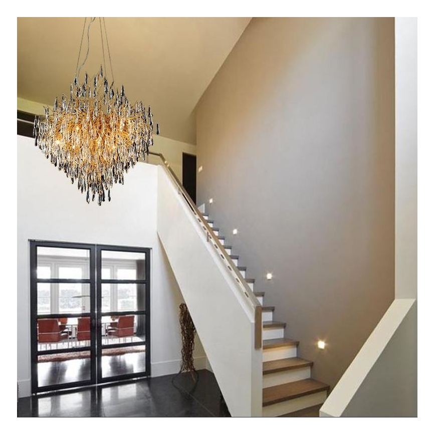 Křišťálový lustr na lanku 12xG9/40W/230V zlatá