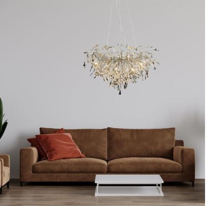 Křišťálový lustr na lanku 13xG9/40W/230V lesklý chrom