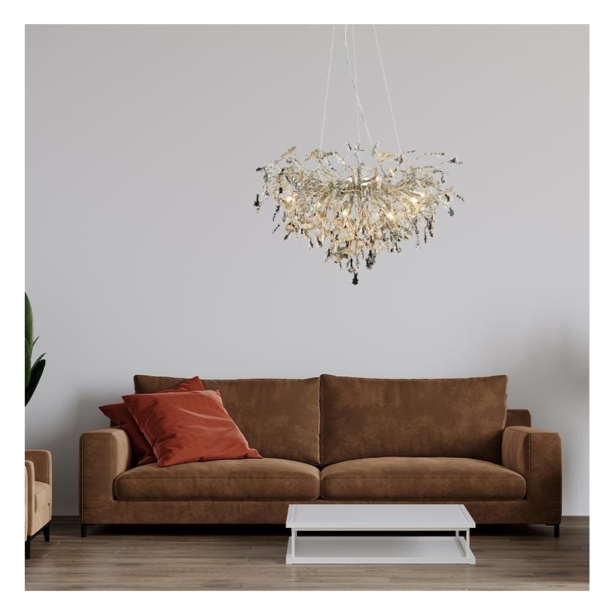 Křišťálový lustr na lanku 13xG9/40W/230V lesklý chrom