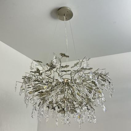 Křišťálový lustr na lanku 13xG9/40W/230V lesklý chrom