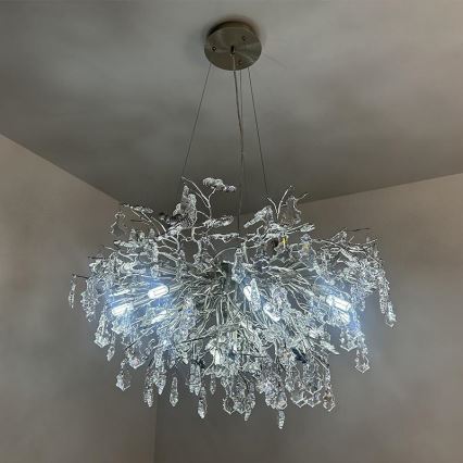Křišťálový lustr na lanku 13xG9/40W/230V lesklý chrom