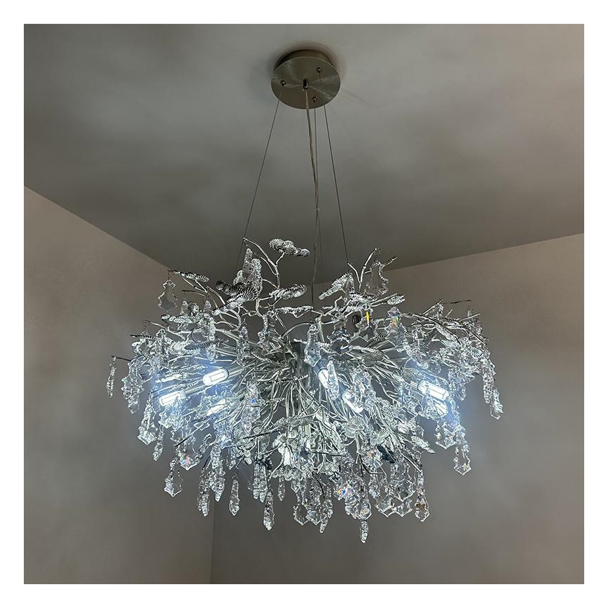 Křišťálový lustr na lanku 13xG9/40W/230V lesklý chrom