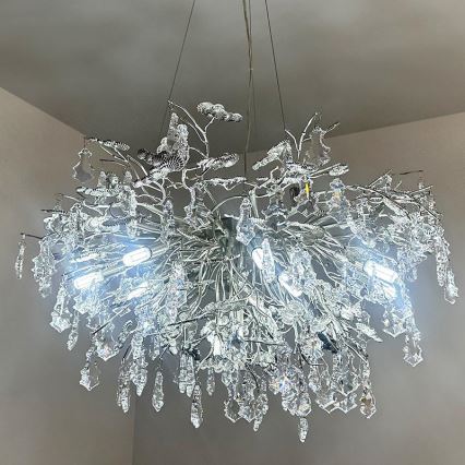 Křišťálový lustr na lanku 13xG9/40W/230V lesklý chrom