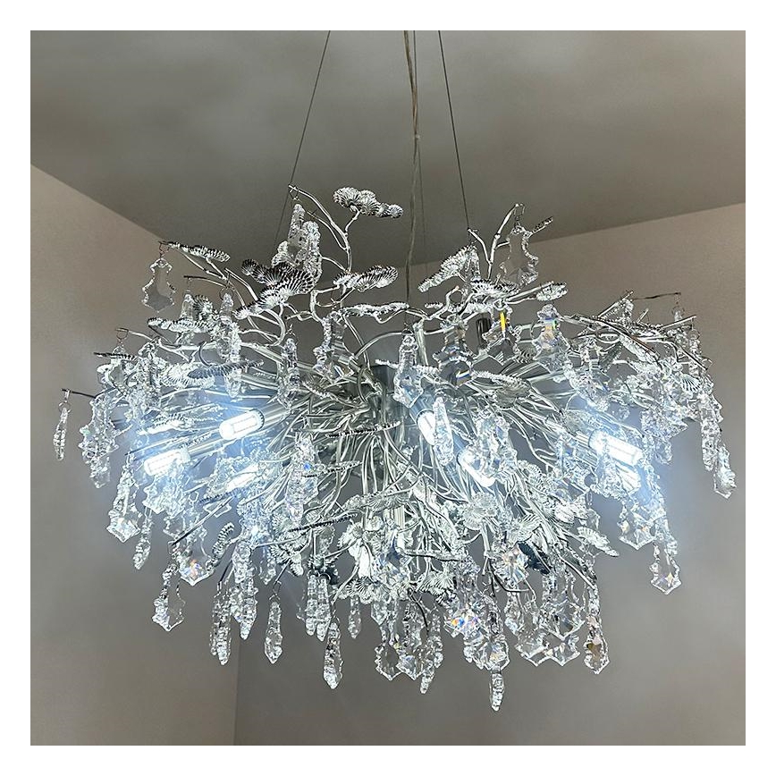 Křišťálový lustr na lanku 13xG9/40W/230V lesklý chrom