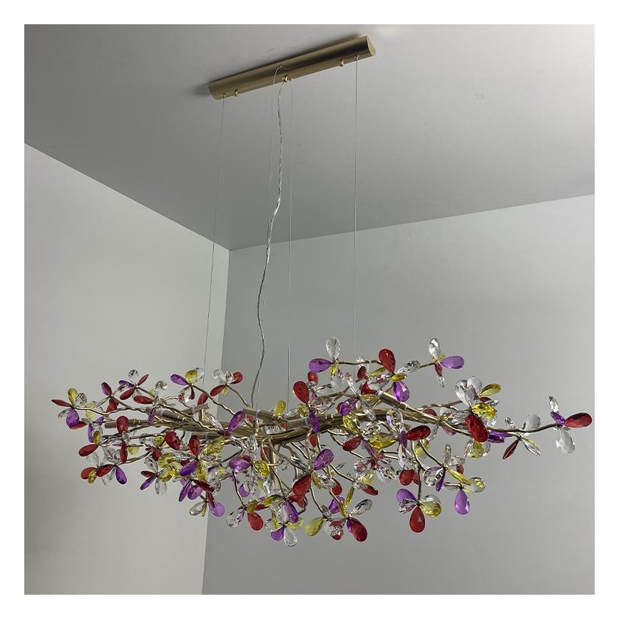 Křišťálový lustr na lanku 13xG9/40W/230V pestrobarevná
