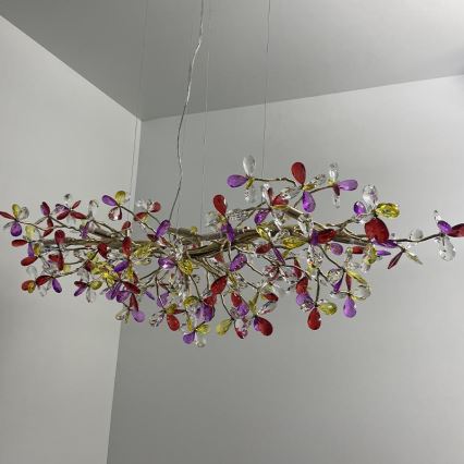 Křišťálový lustr na lanku 13xG9/40W/230V pestrobarevná