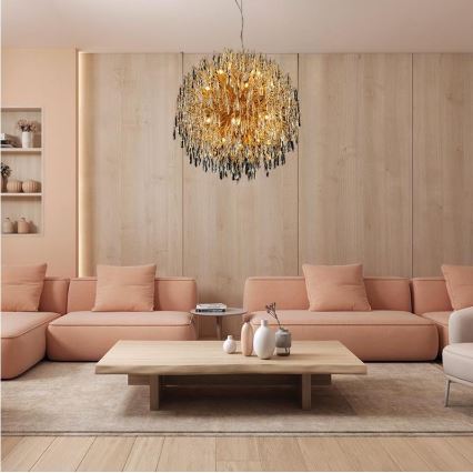 Křišťálový lustr na lanku 24xG9/40W/230V zlatá