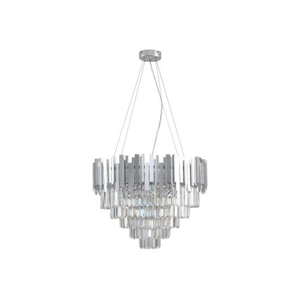 Křišťálový lustr na lanku PLAZA 9xE14/40W/230V pr. 60 cm stříbrná
