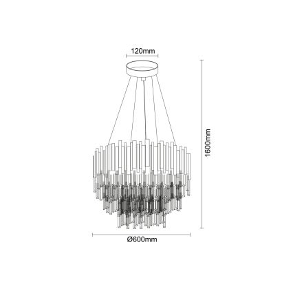 Křišťálový lustr na lanku PLAZA 9xE14/40W/230V pr. 60 cm stříbrná