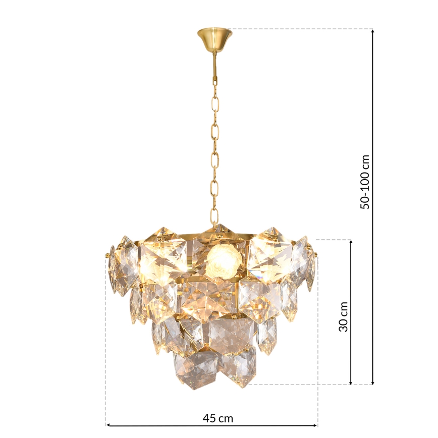 Křišťálový lustr na řetězu DIANA 6xE14/40W/230V zlatá