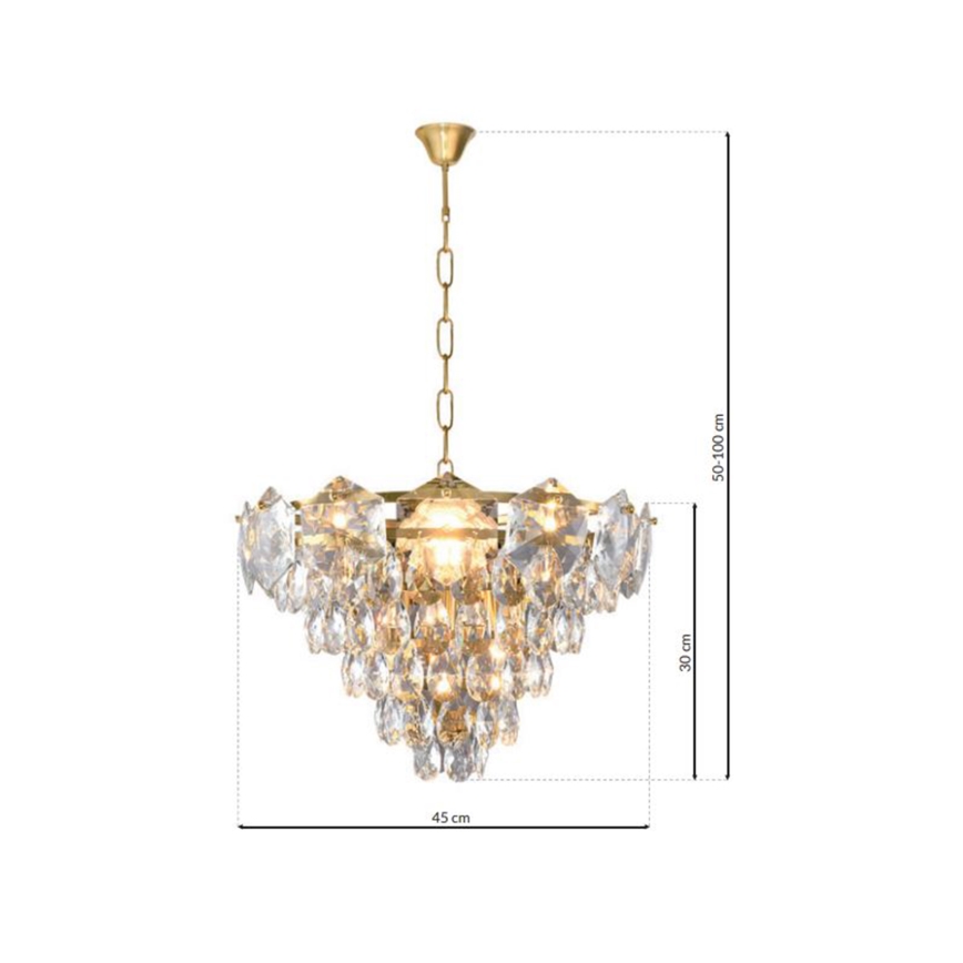 Křišťálový lustr na řetězu SELENA 6xE14/40W/230V zlatá