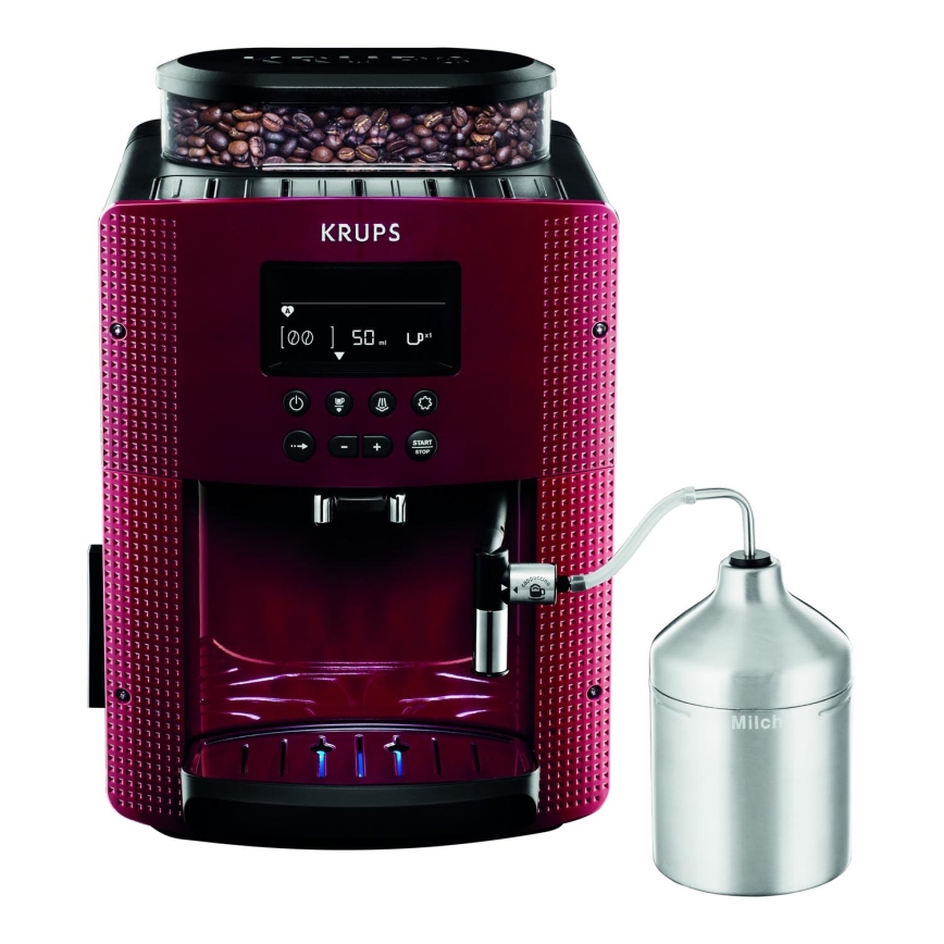 Krups - Automatický kávovar s nádobou na mléko ESSENTIAL 1450W/230V červená